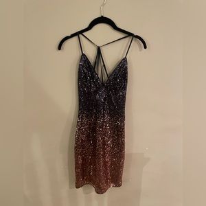 Lulus XS blue and pink ombré sequins dress